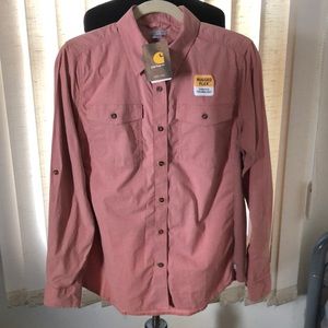 Carhartt Rugged Flex button down shirt NWT rose M